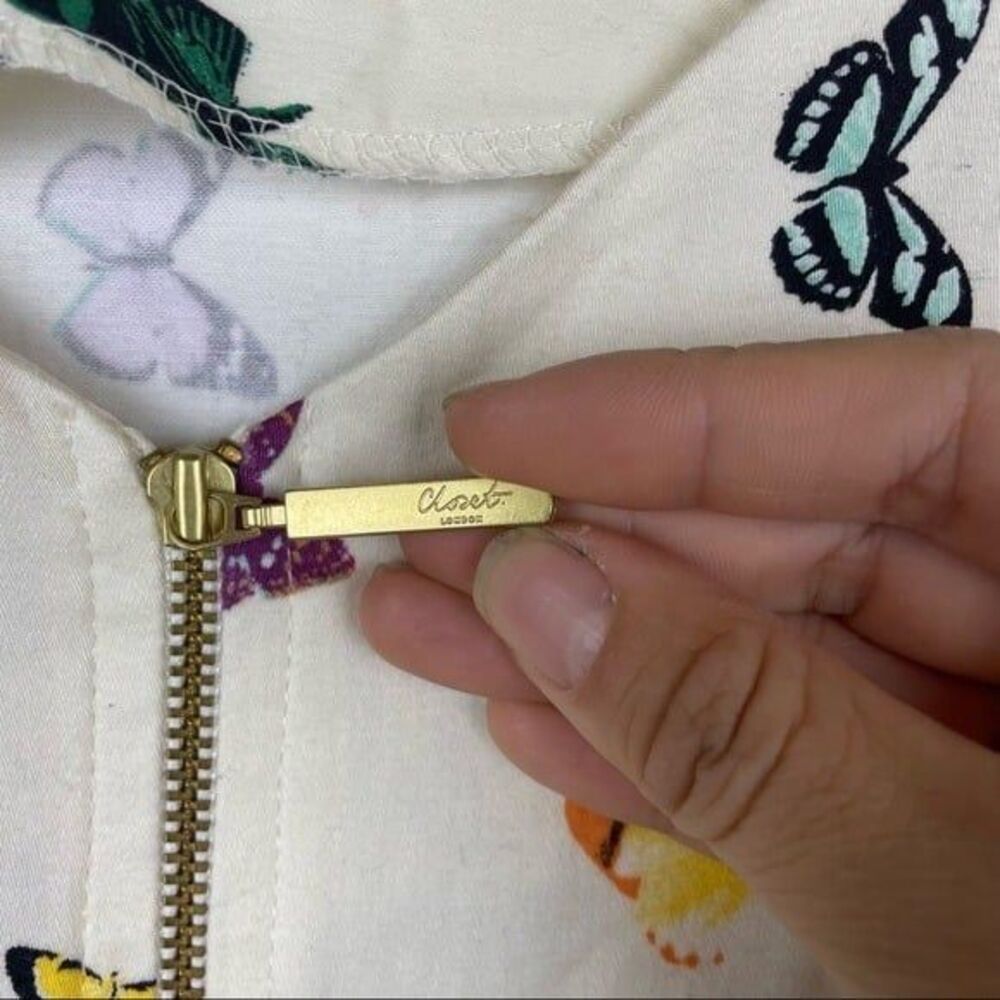 Closet London butterfly dress back zipper pockets 4 Y2K 80's - Picture 8 of 9